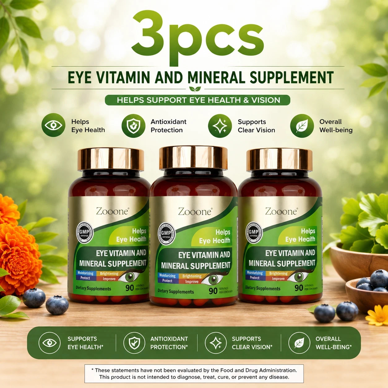 3-Pack Zooone Eye Vitamin & Mineral Supplement – Support Eye Health & Clear Visi