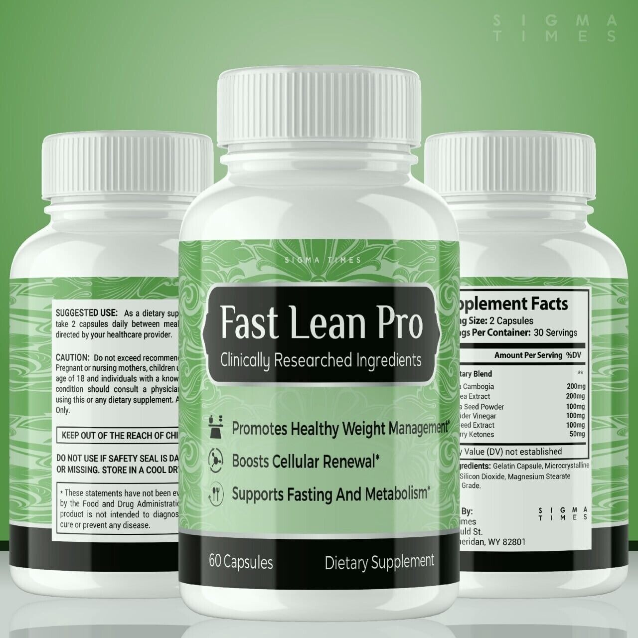 6 BOTTLES !! Fast Lean Pro Capsules – Dietary Supplement – 360 Count