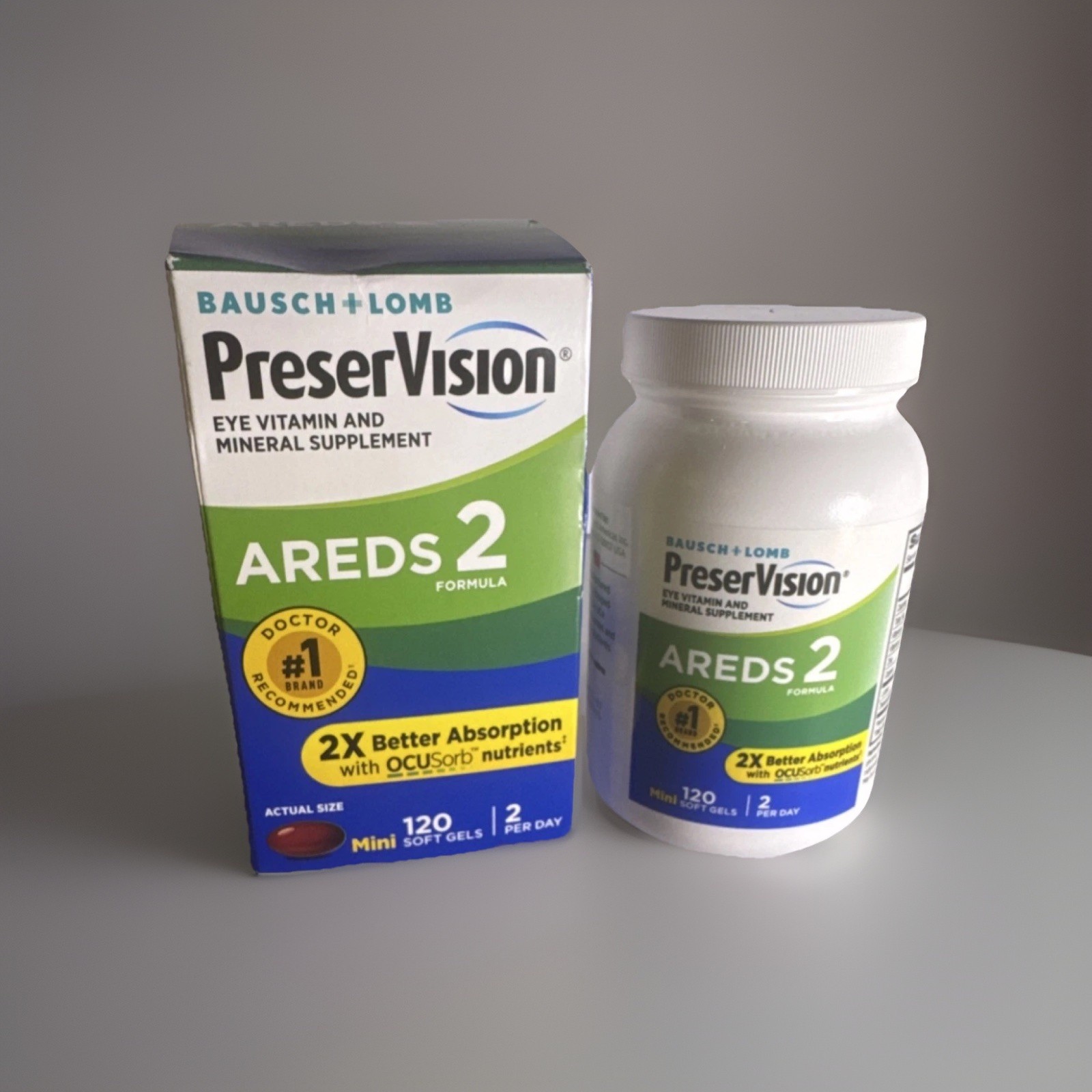 Bausch + Lomb PreserVision AREDS 2 Eye Vitamins C E Zinc Lutein 120 Softgels