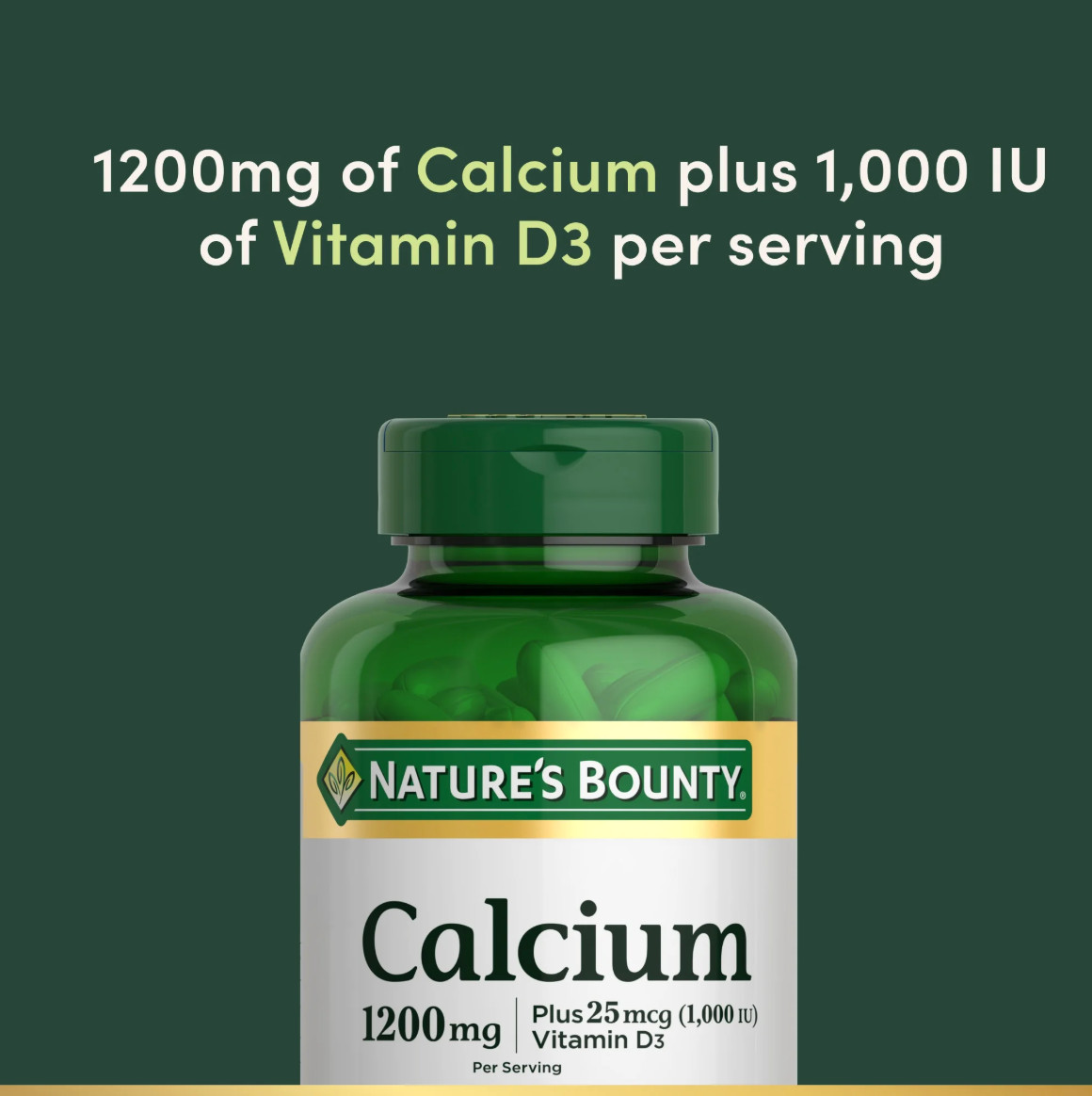Nature’s Bounty Calcium 1200mg + D3 120 Softgels Bone Health