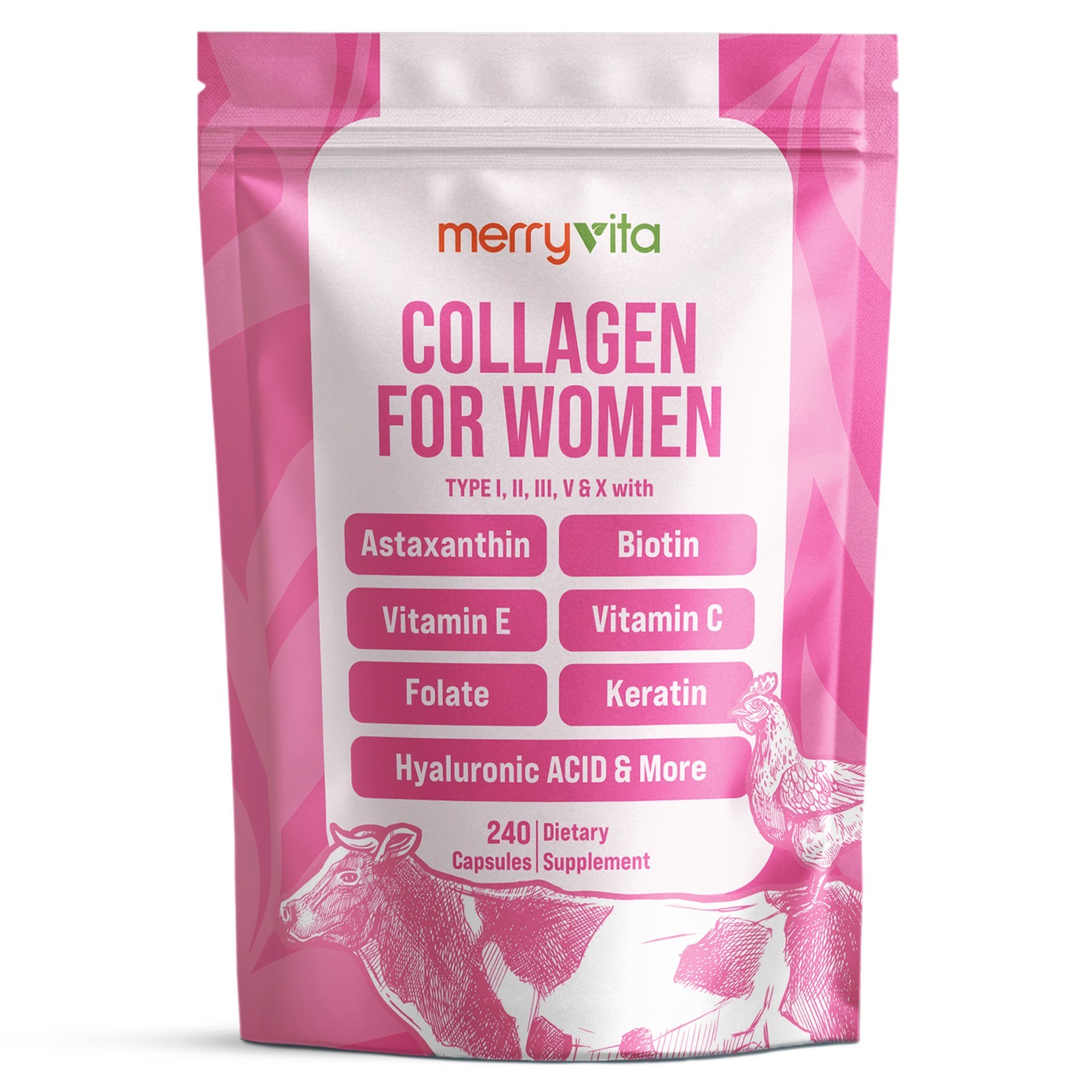 Collagen for Women – Hydrolyzed Multi Collagen Peptides Types I, II, III, V & X