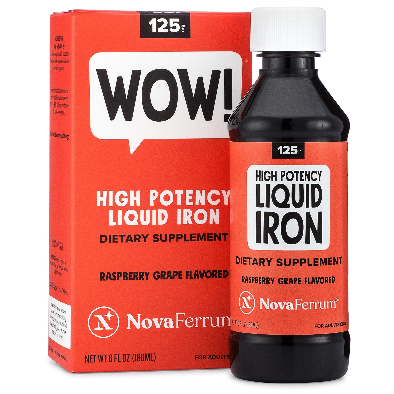 High Potency Liquid Iron Supplement for Adults, 125mg per 5mL Dose, Vegan,