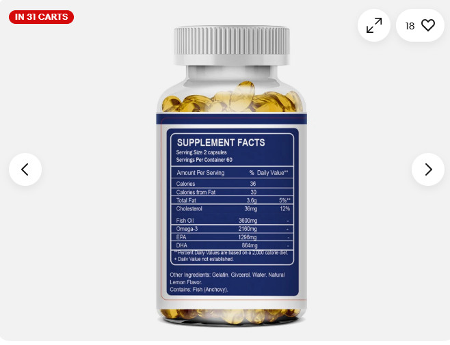 3x Strength EPA & DHA Omega 3 Fish Oil 3600mg, Highest Potency, 4 × 120 Softgels