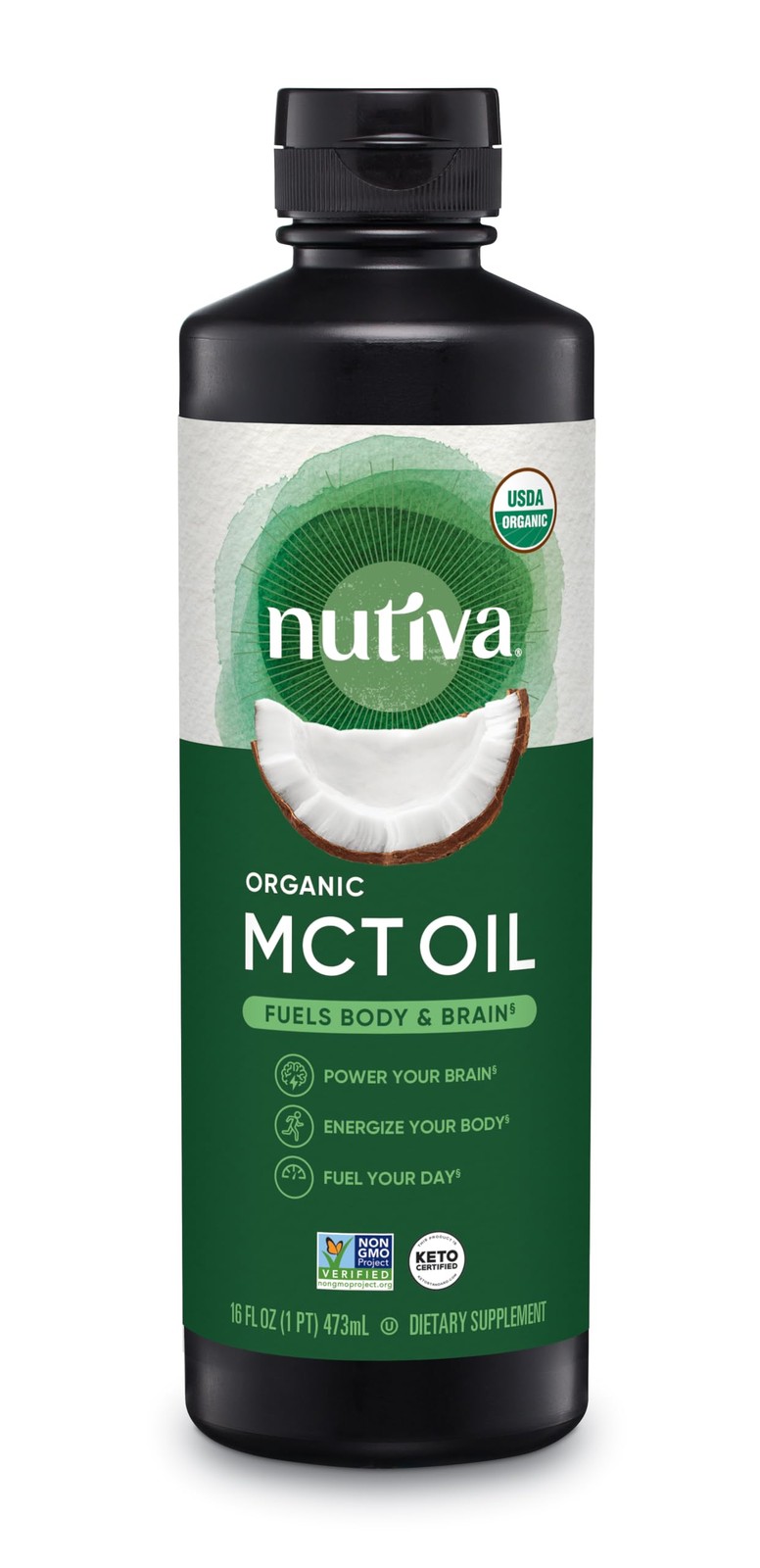 Nutiva Organic MCT Oil, Kosher, Keto Friendly, USDA Certified Organic, Non-GM…