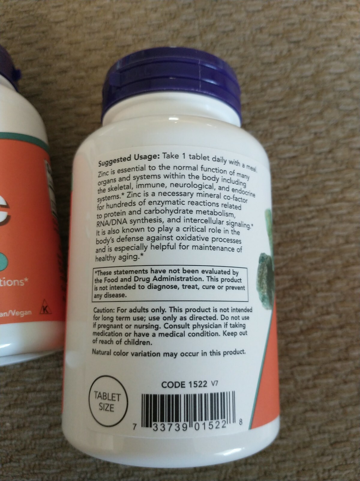 2 NOW Foods Zinc 50mg (Zinc Gluconate), Immune Support 250 Tablet Exp: 09/2025