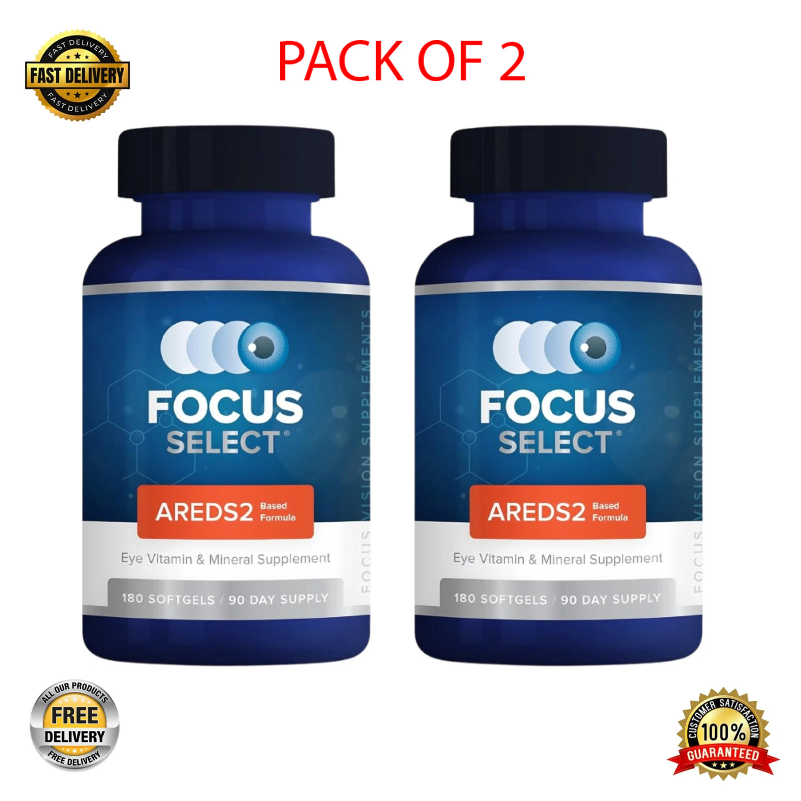 Focus Select AREDS2 Based Eye Vitamin-Mineral Supplement-Pack (2)-EXP 02/11/2027