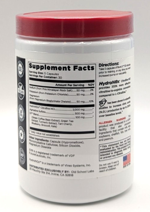 Old School Labs Nitric Oxide Booster with S7 & HydroNOx, 30 Servings, Exp. 6/27