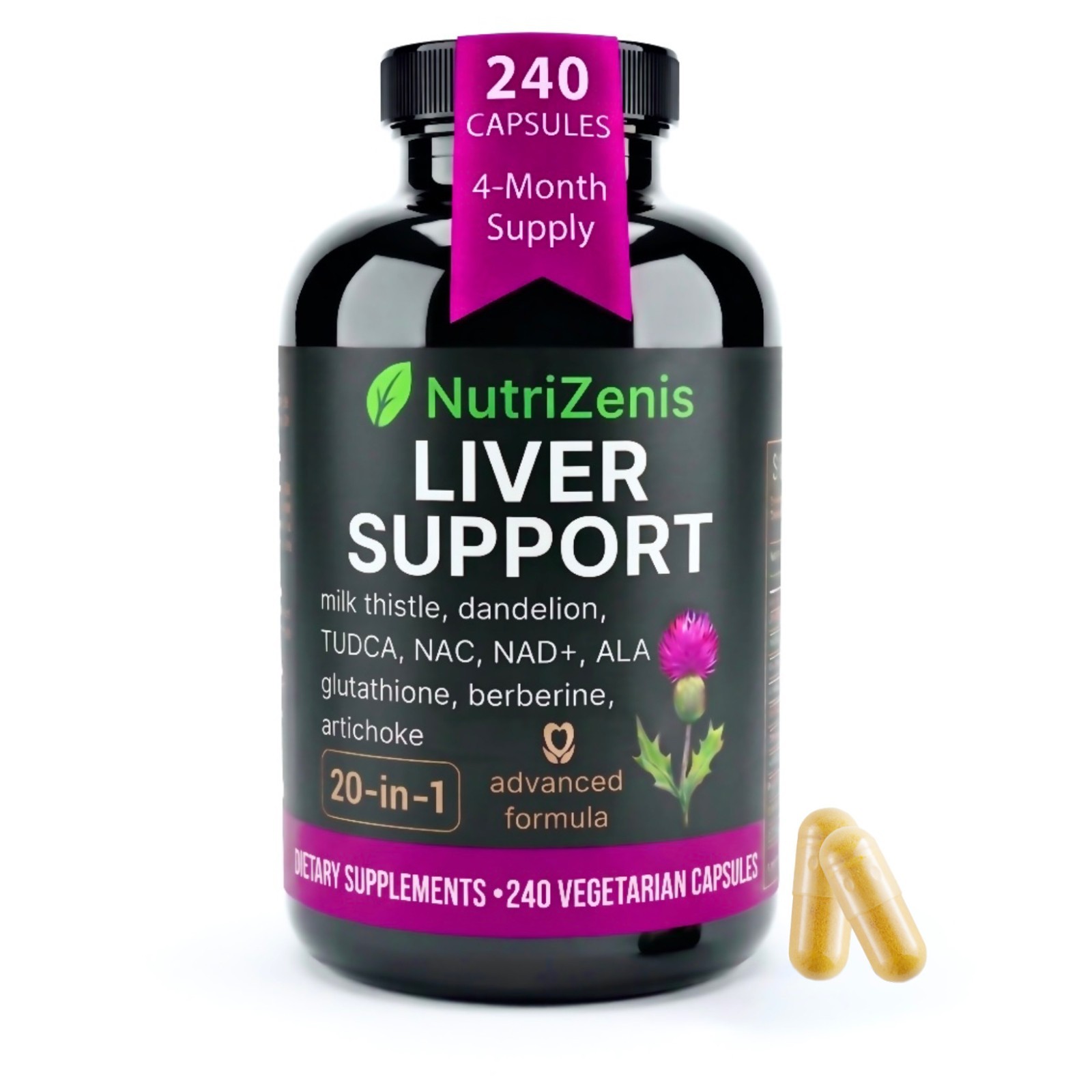 Liver Support Detox Supplement – Natural Liver Cleanse Pills, 240 caps – 4 month