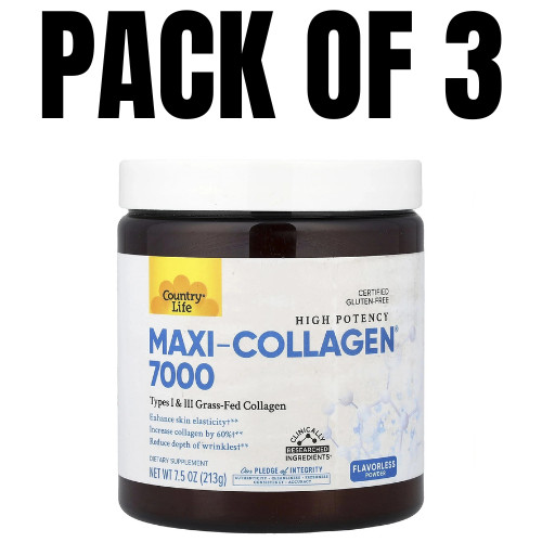 Country Life Maxi-Collagen 7000 Flavorless 7.5 oz (Pack of 3)
