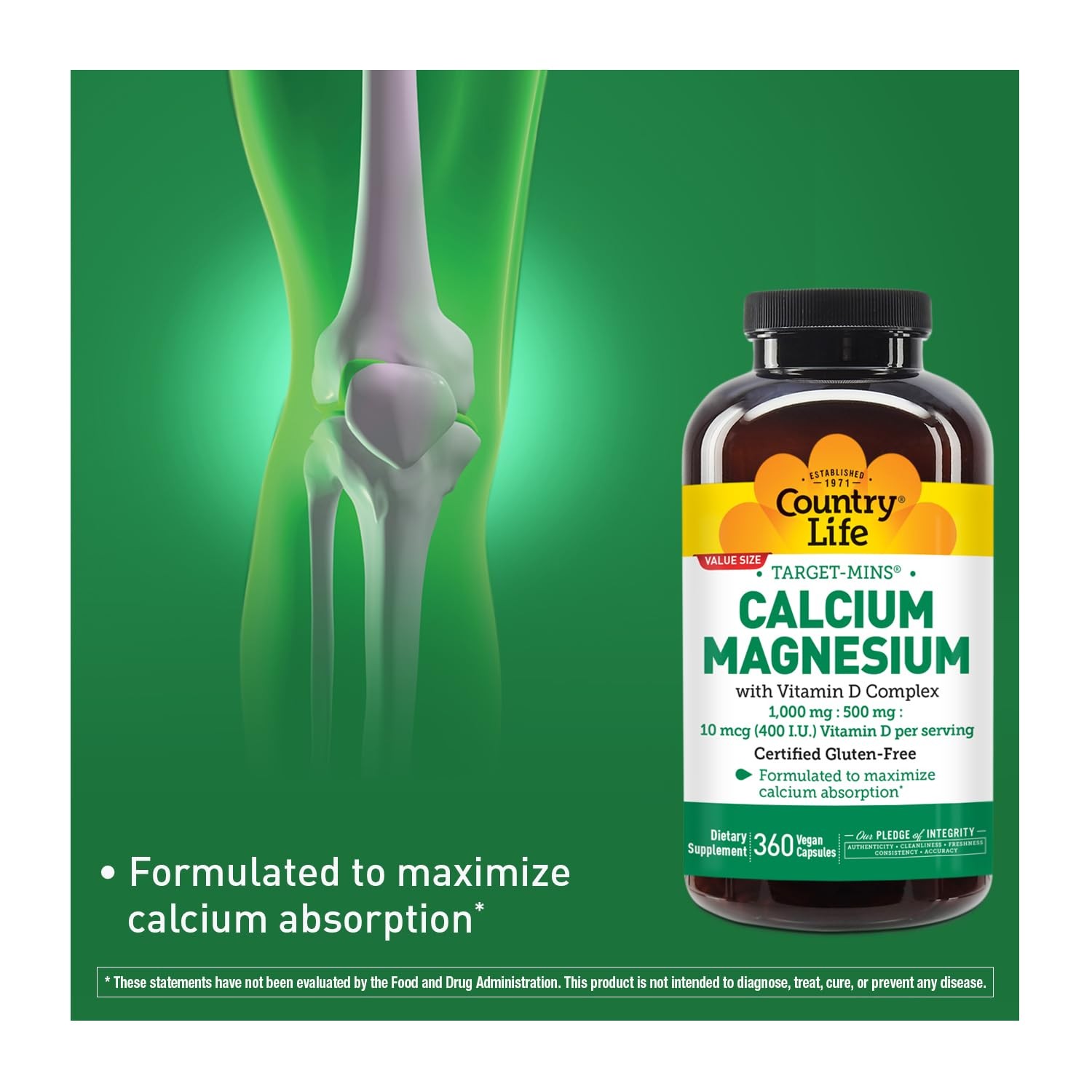 Country Life Target-Mins Calcium Magnesium with Vitamin 360 Count (Pack of 1)