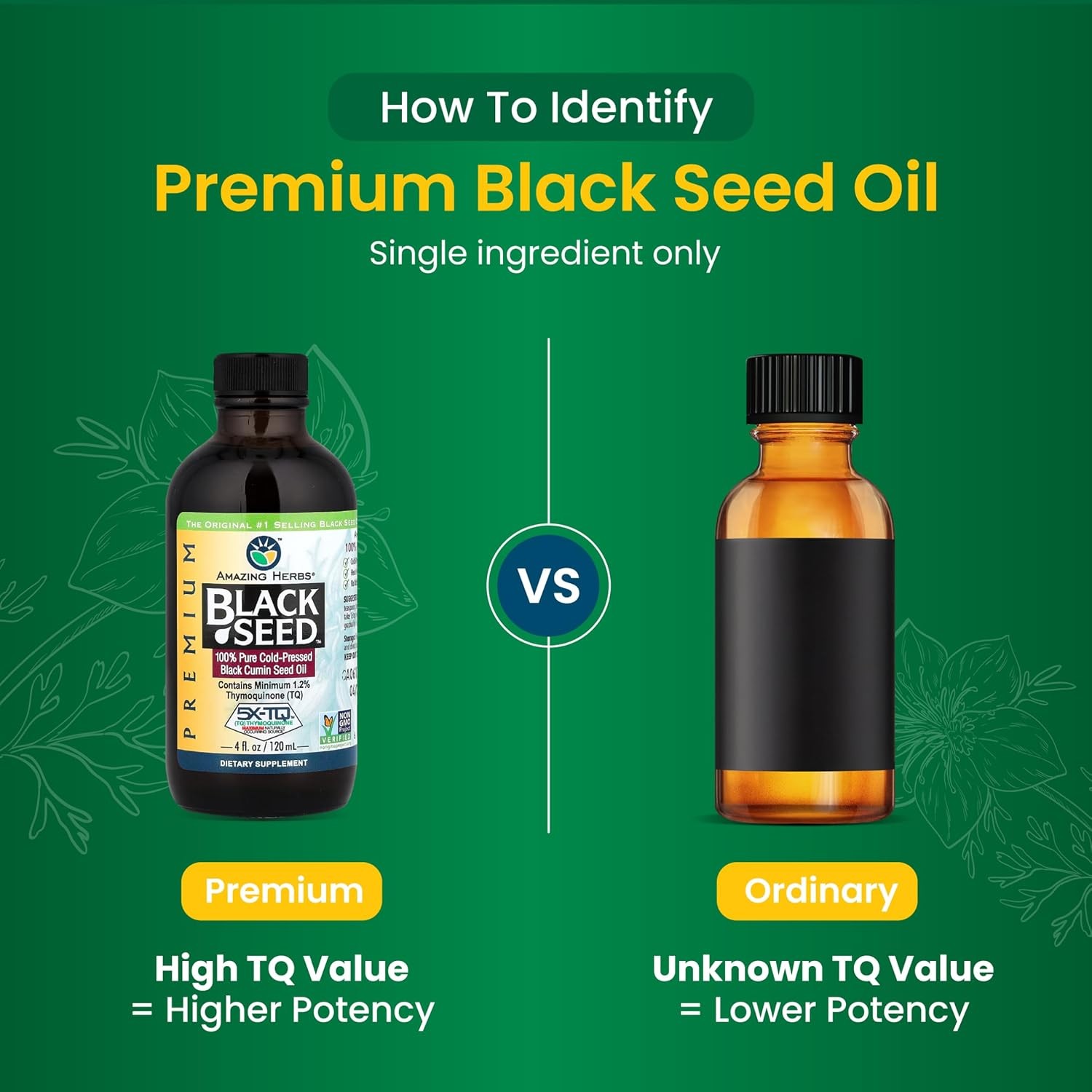 Amazing Herbs Premium Black Seed Oil – Cold Pressed Nigella Sativa Aids in Diges