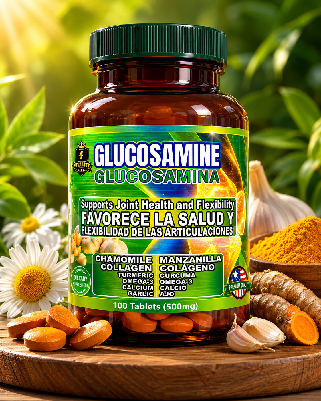Suplemento para el Apoyo Articular con Ajo/Glucosamine Joint Support with Garlic