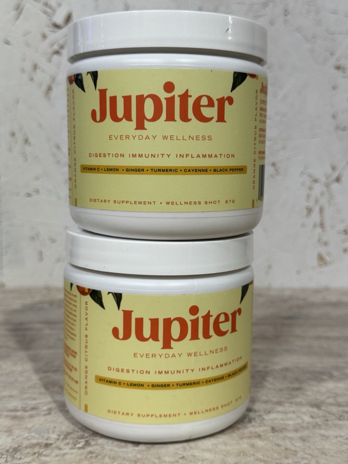 2x Jupiter Digestion Immunity Wellness Shot Vitamin C Lemon Ginger 6.7g Exp 2/27