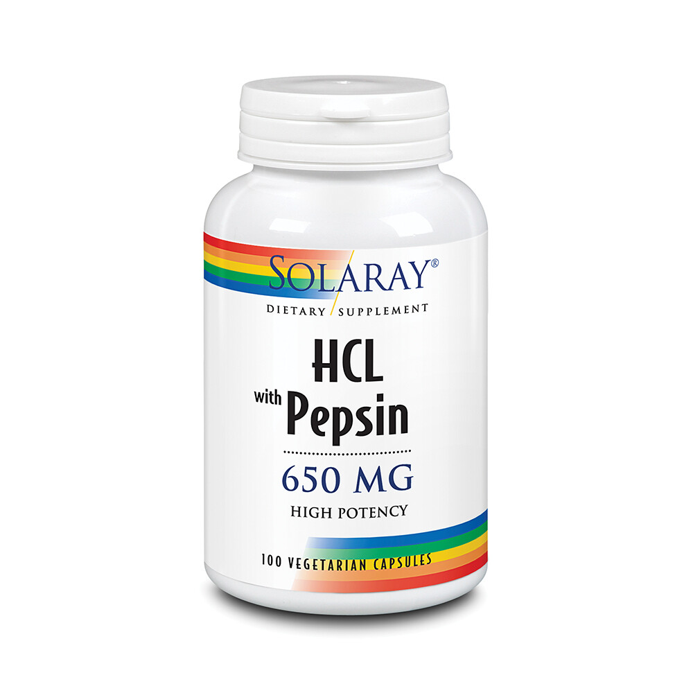 Solaray HCL with Pepsin — 650 mg – 100 Capsules