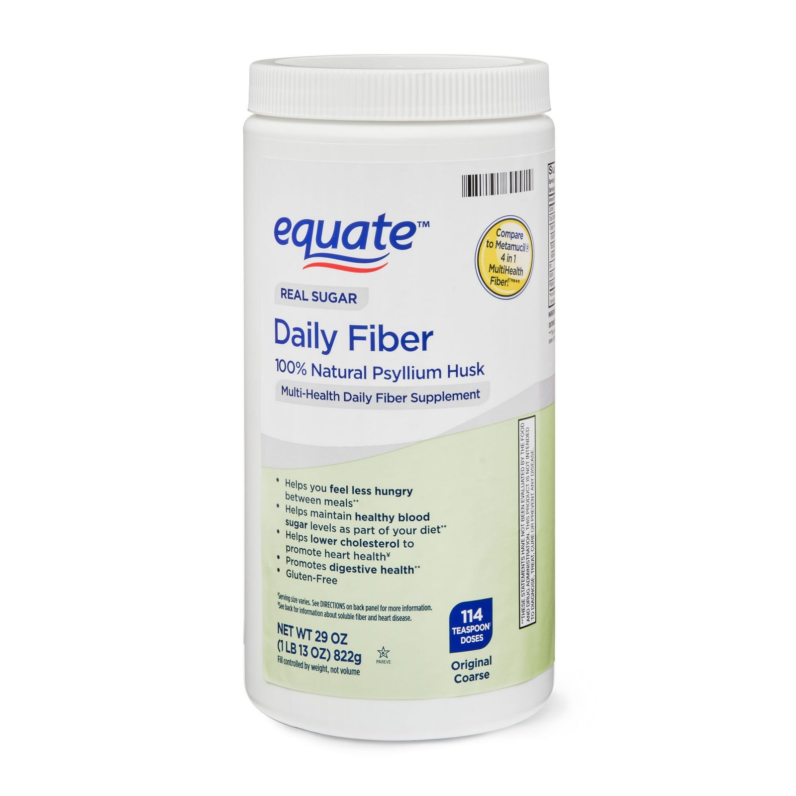 Equate Daily Fiber Powder, 29 oz, Unflavored, Compare to Metamucil 4-in-1 Multih
