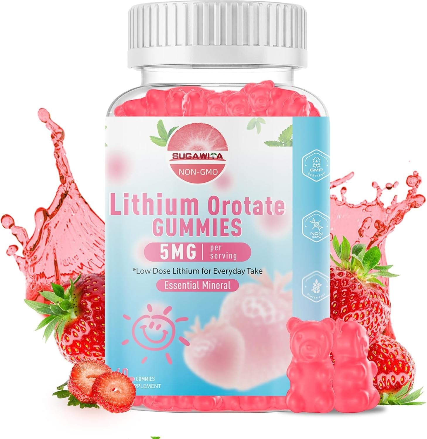 SUGAWITA Lithium Orotate 5mg Gummies | Plant-Powered Bioavailable Chewable