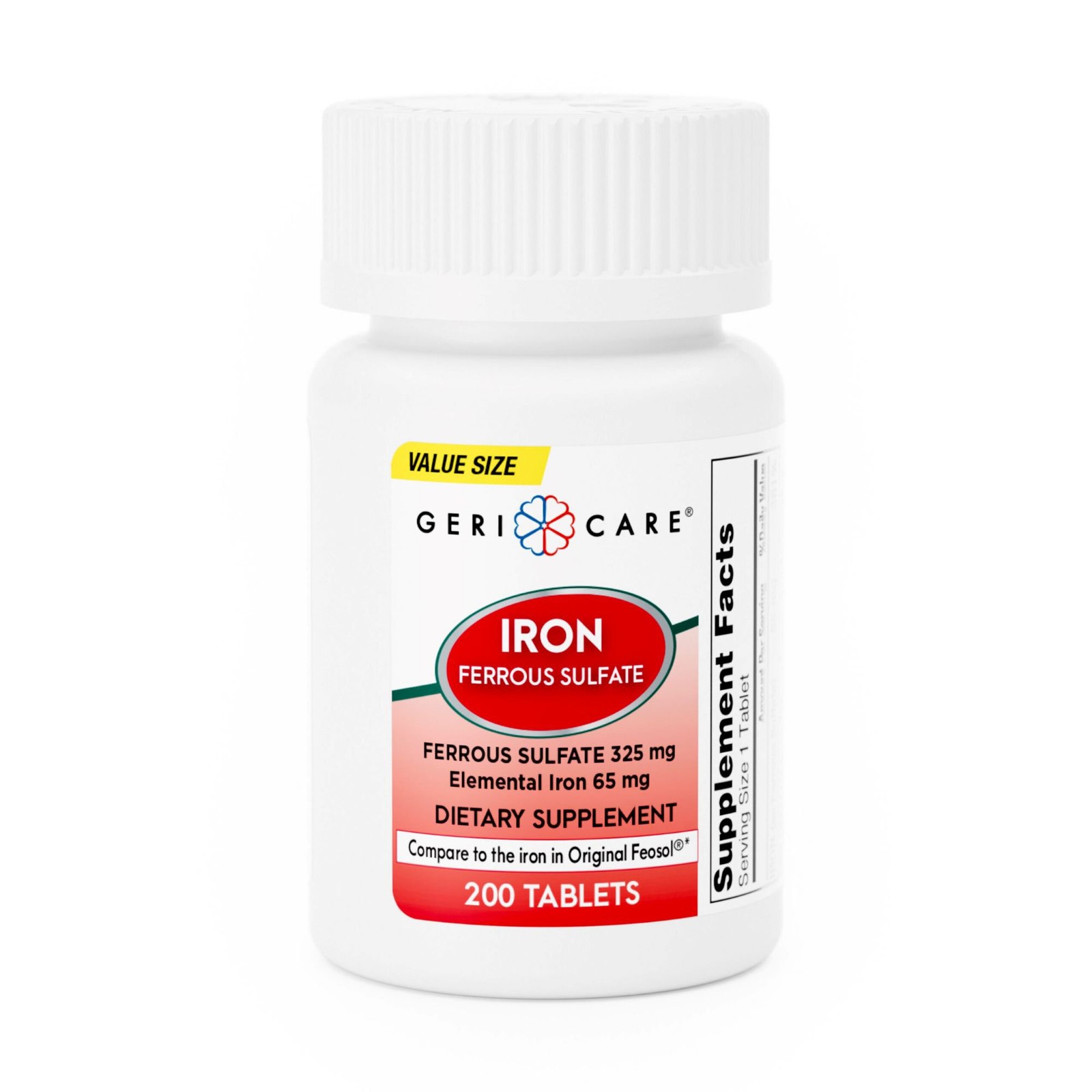 Geri-Care Iron Tablet 325 mg 703-20-GCP 1 Bottle 200 per Bottle