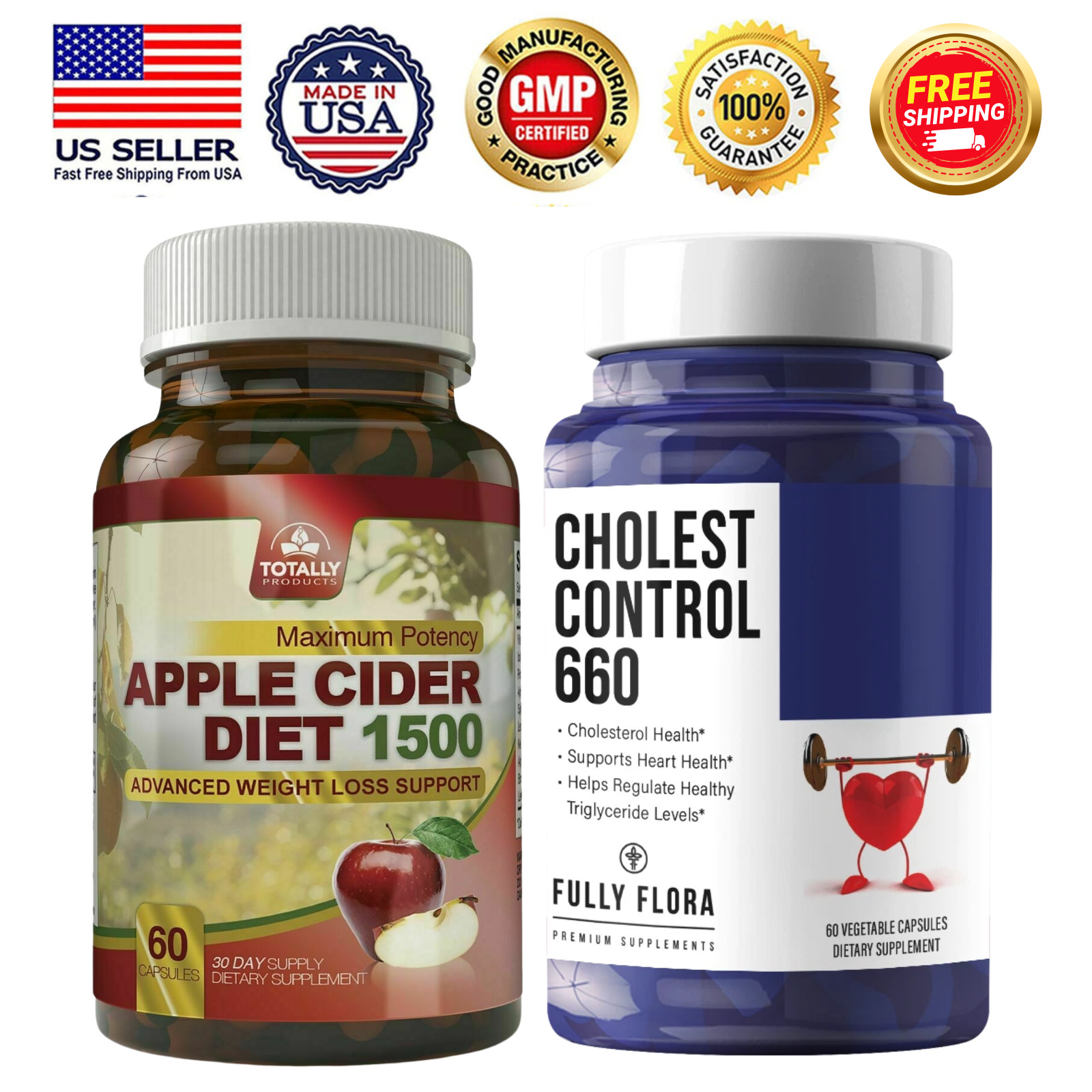 Apple Cider Vinegar 1500mg Weight Management & Cholesterol 660 Heart Supplement