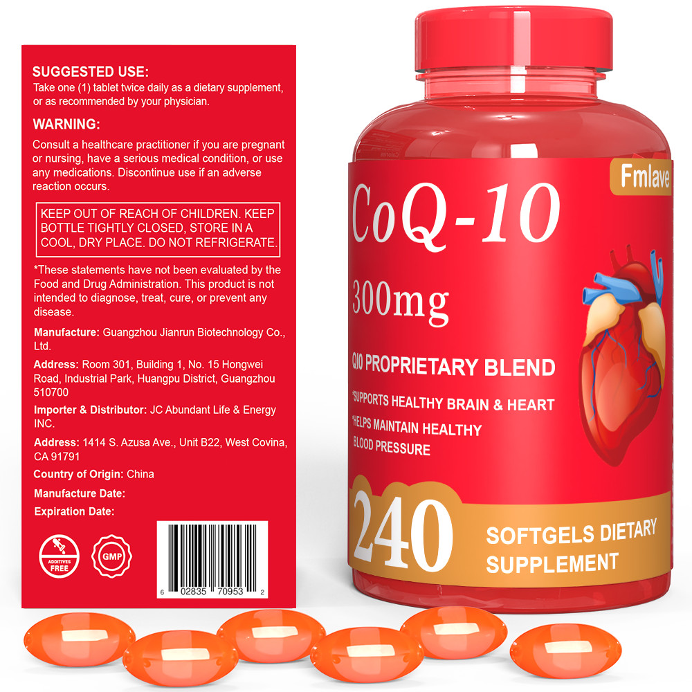 CoQ-10 300mg 240 Softgels Coq10 Co Q10 Coenzyme Heart Support NON GMO Fmlave USA