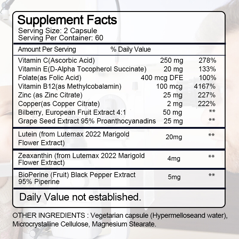 Eye Vitamins with Lutein and Zeaxanthin 120 Caps-Premium Eye Protection Formula