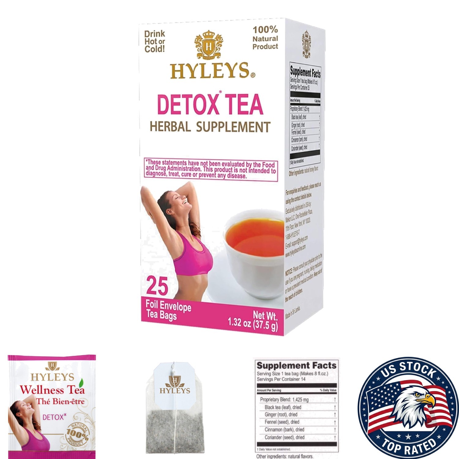 Detox Tea – 25 Bags Each Box, 12 Pack – Supports Digestion & Detox