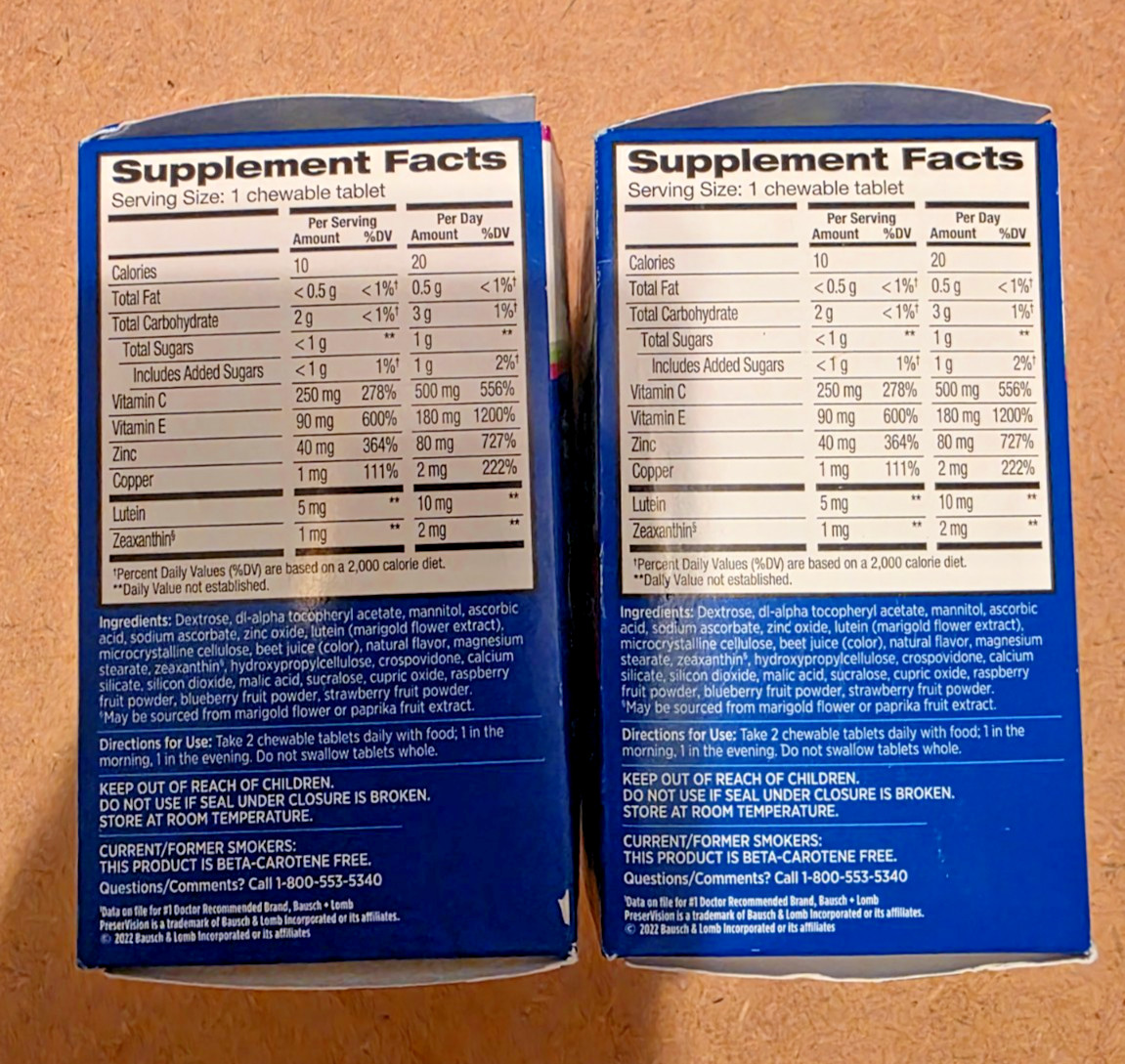 (2) PreserVision AREDS 2 Formula Eye Vitamin, 60 Chewables. Mixed Berry 01/2028+