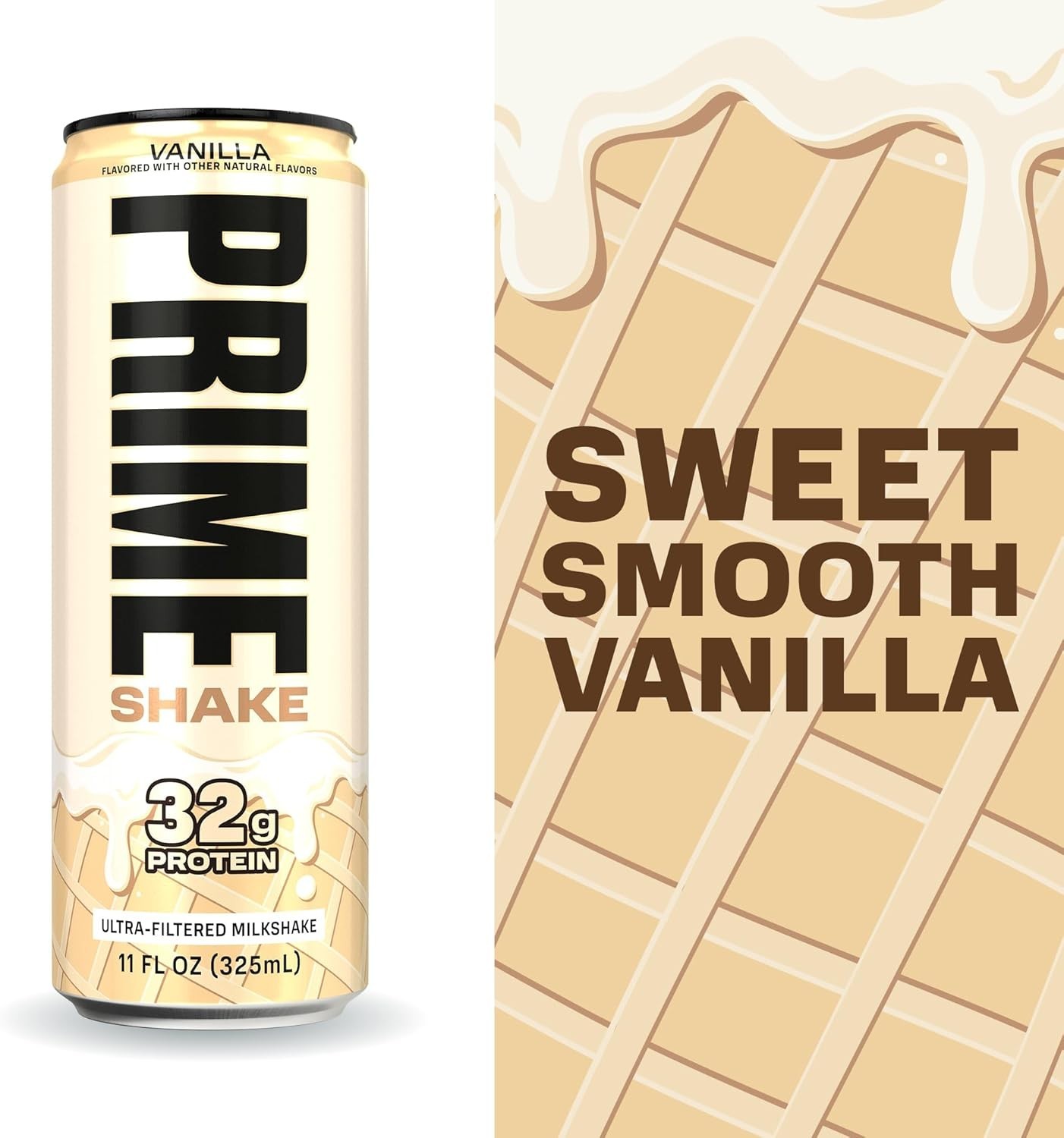 PRIME Shakes, Vanilla, 32g Protein Shake for Muscle 11 Fl Oz (Pack of 12)