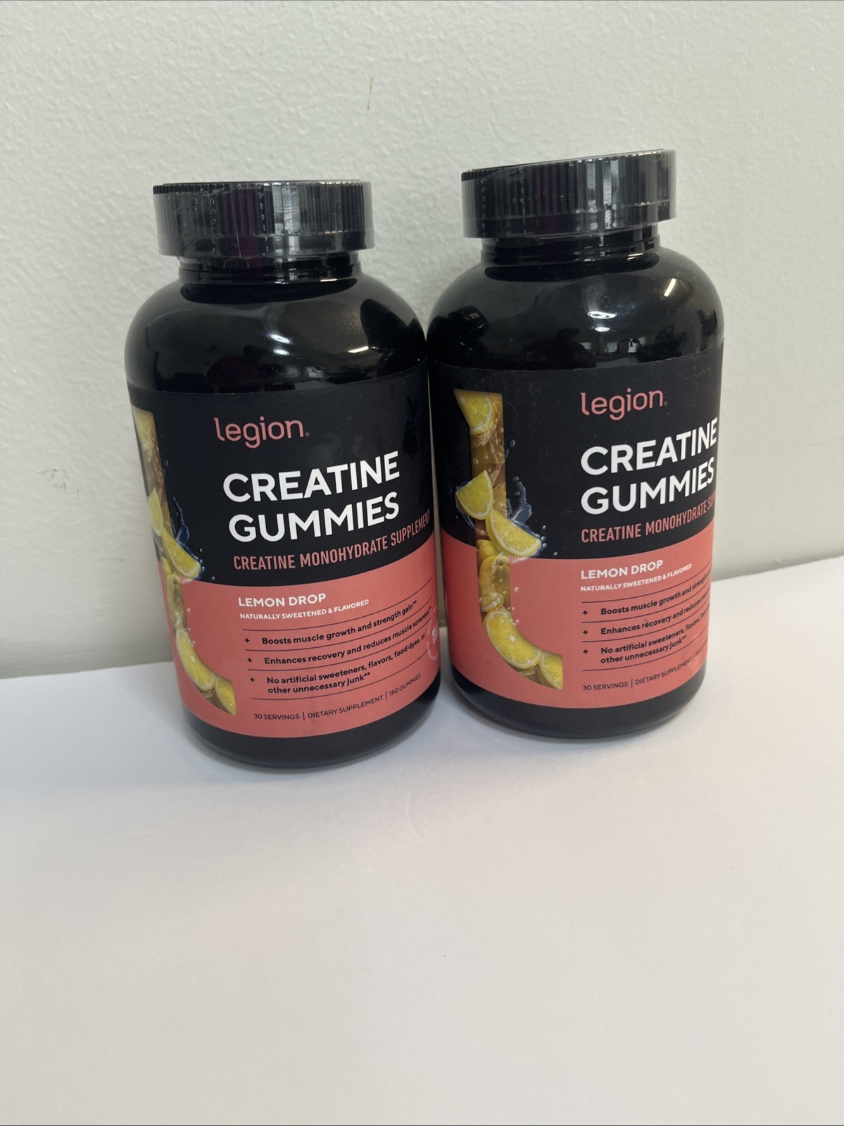 2Pk Legion Creatine Monohydrate Gummies Lemon Drop 5000mg 30 Servings Exp 12/26