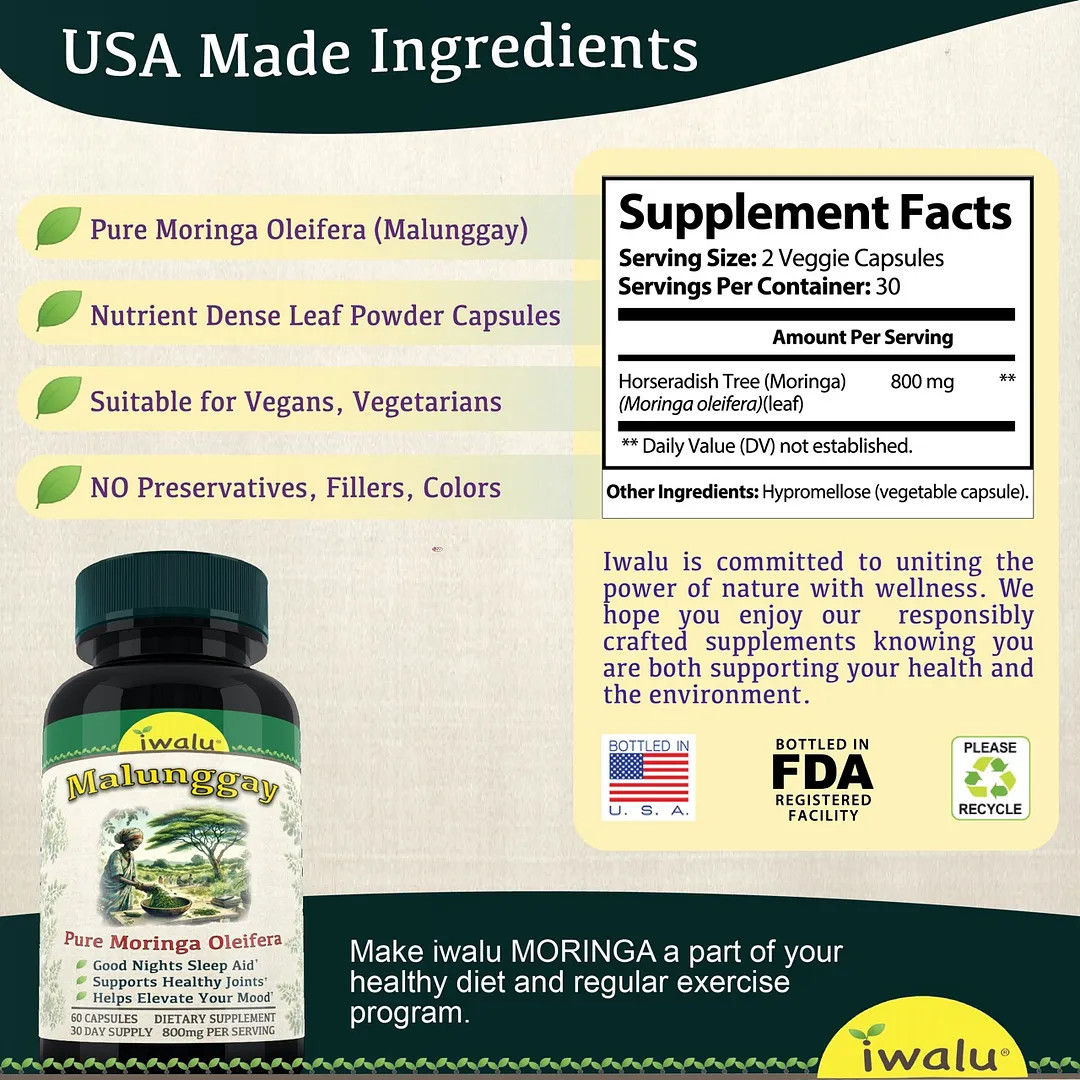 Moringa Oleifera Organic | Best Supplement Capsule Pill Men Women FREE SHIP
