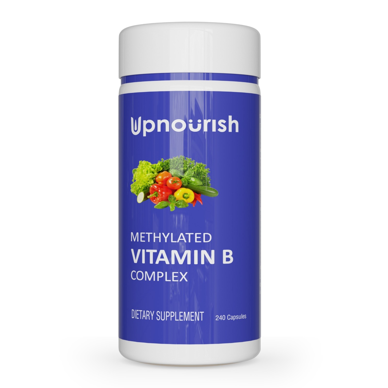 UpNourish Methylated B Complex Vitamins for Women and Men, 240 Veggies Capsules