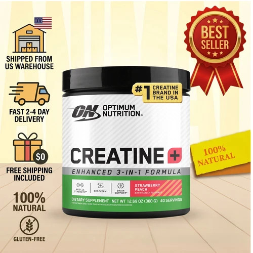 Optimum Nutrition Creatine Monohydrate Plus Powder Strawberry Peach 40 Servings