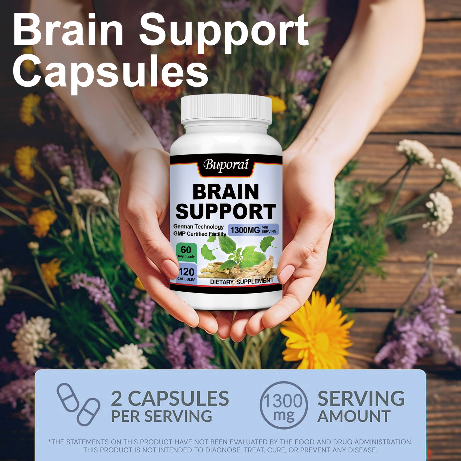 Brain Support – Ginkgo Biloba, Ginseng-Promotes Brain Health and Improves Memory
