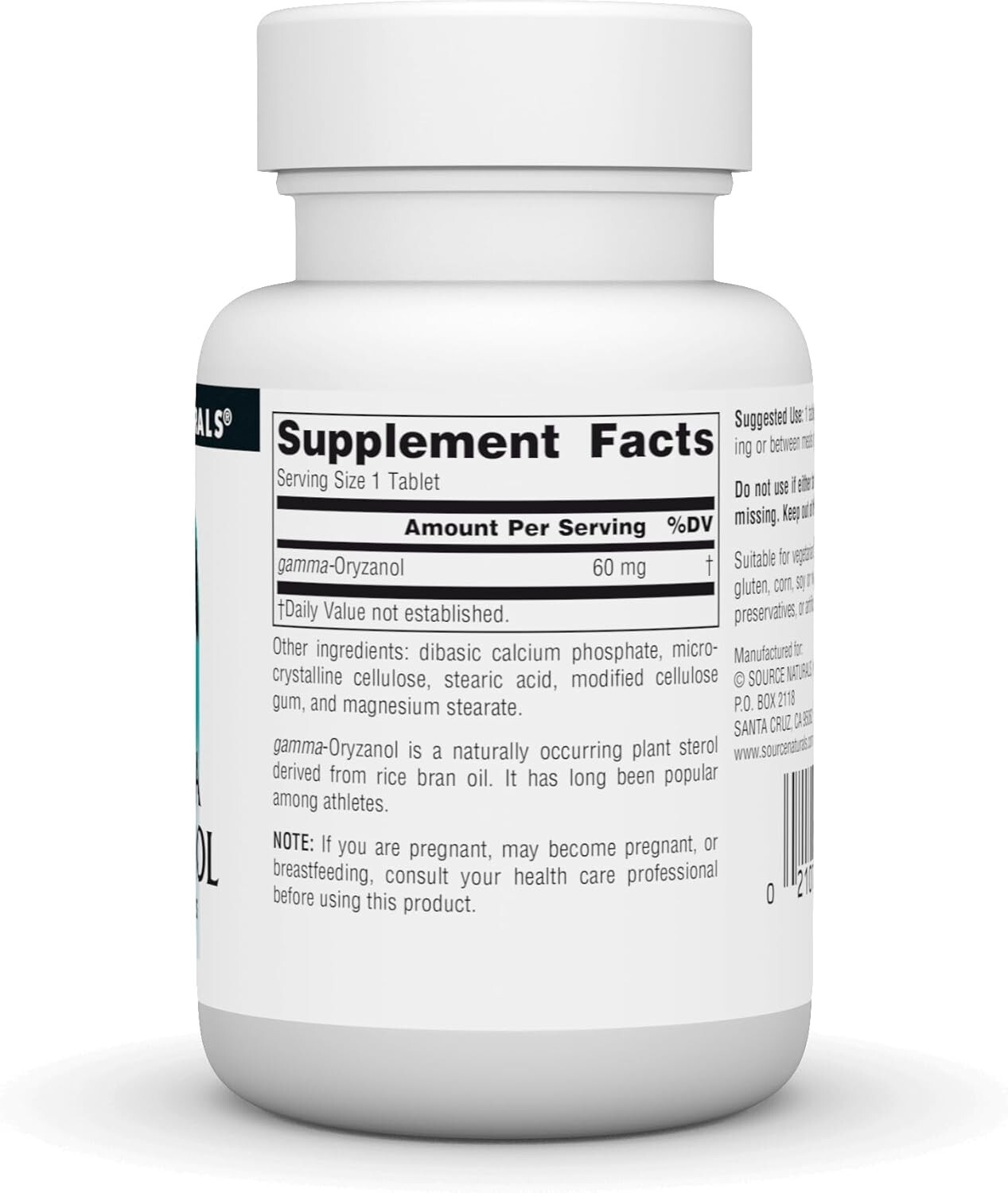 Source Naturals Gamma Oryzanol 60 mg 100 Tablets