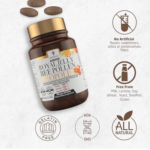 BEE and YOU Royal Jelly Tablet Propolis Extract Bee Pollen 100% Natural Super…