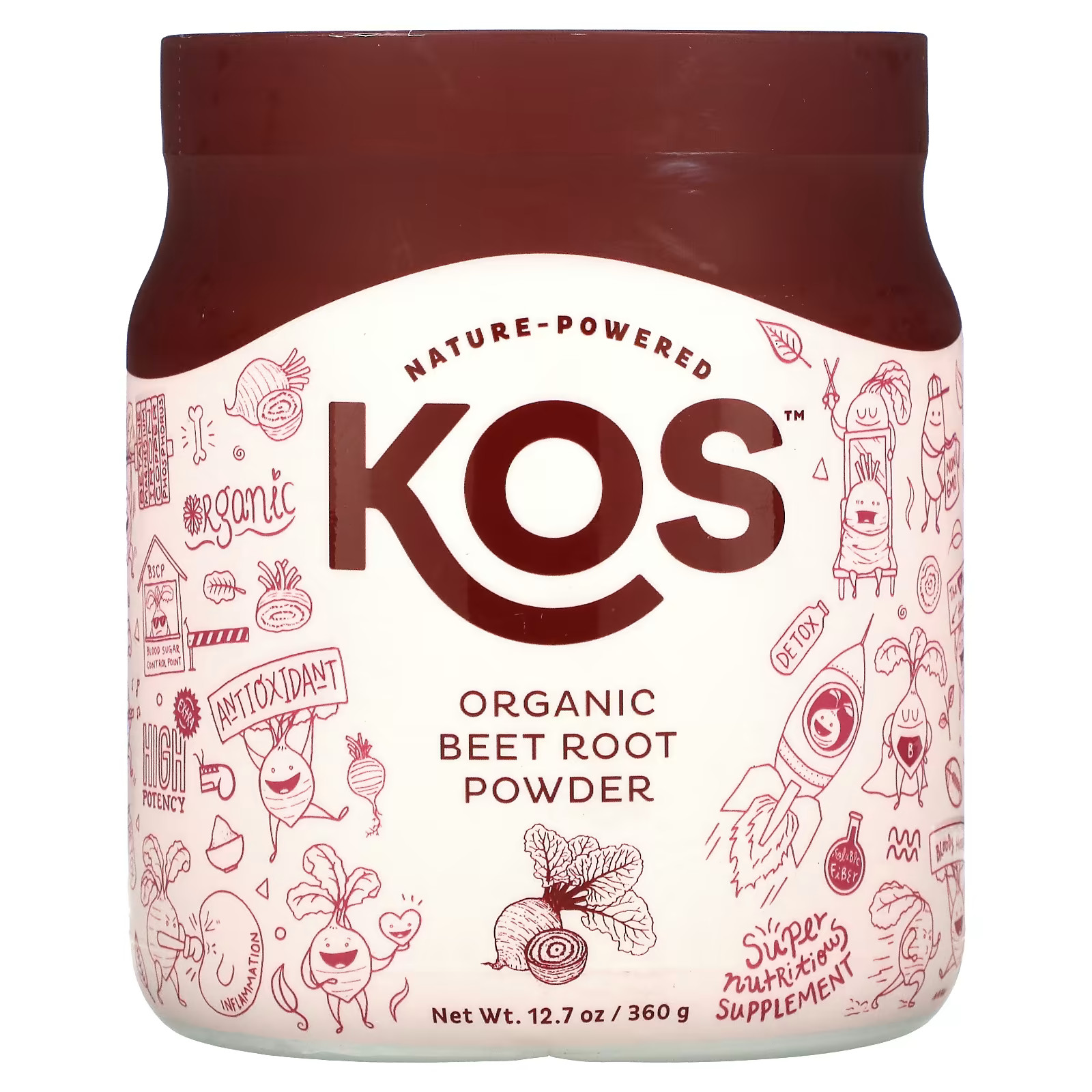 2 X KOS, Organic Beet Root Powder, 12.7 oz (360 g)-worldwide