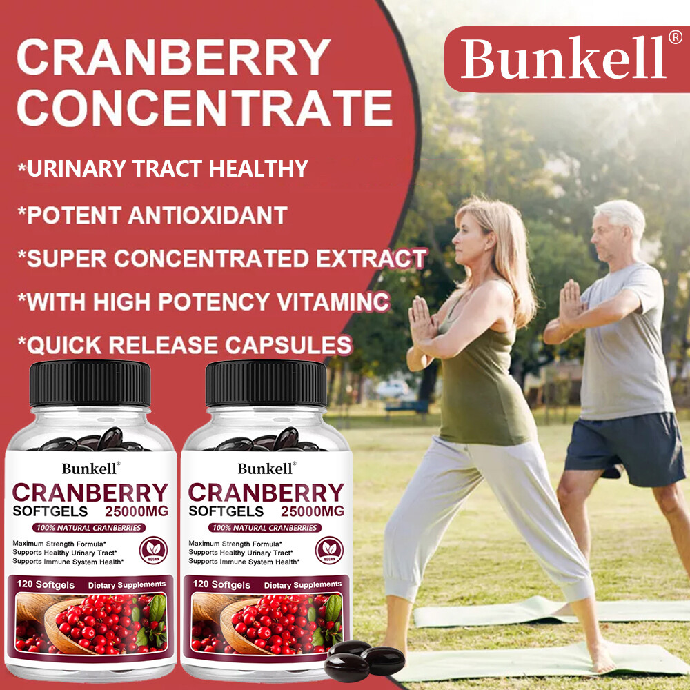 Cranberry 25000mg Fruit Extract with Vitamin C Softgels 120 Capsules