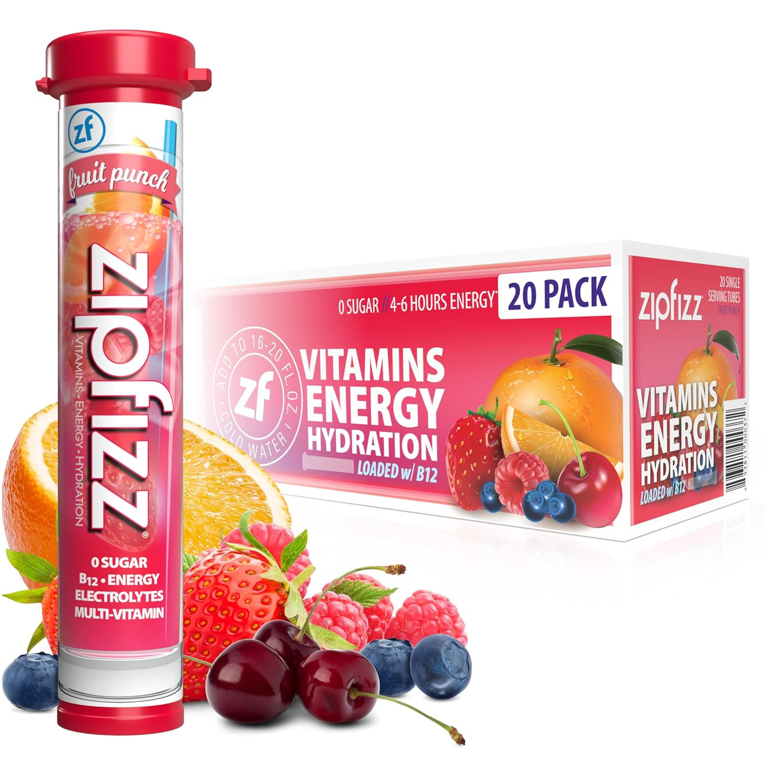 Zipfizz Healthy Energy Drink Mix Hydration with B12 and Multi Vitamins Fruit