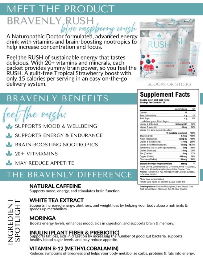 Blue Raspberry Crush RUSH – Supercharged Vitamin Energy Drink Mix | 28 Servings
