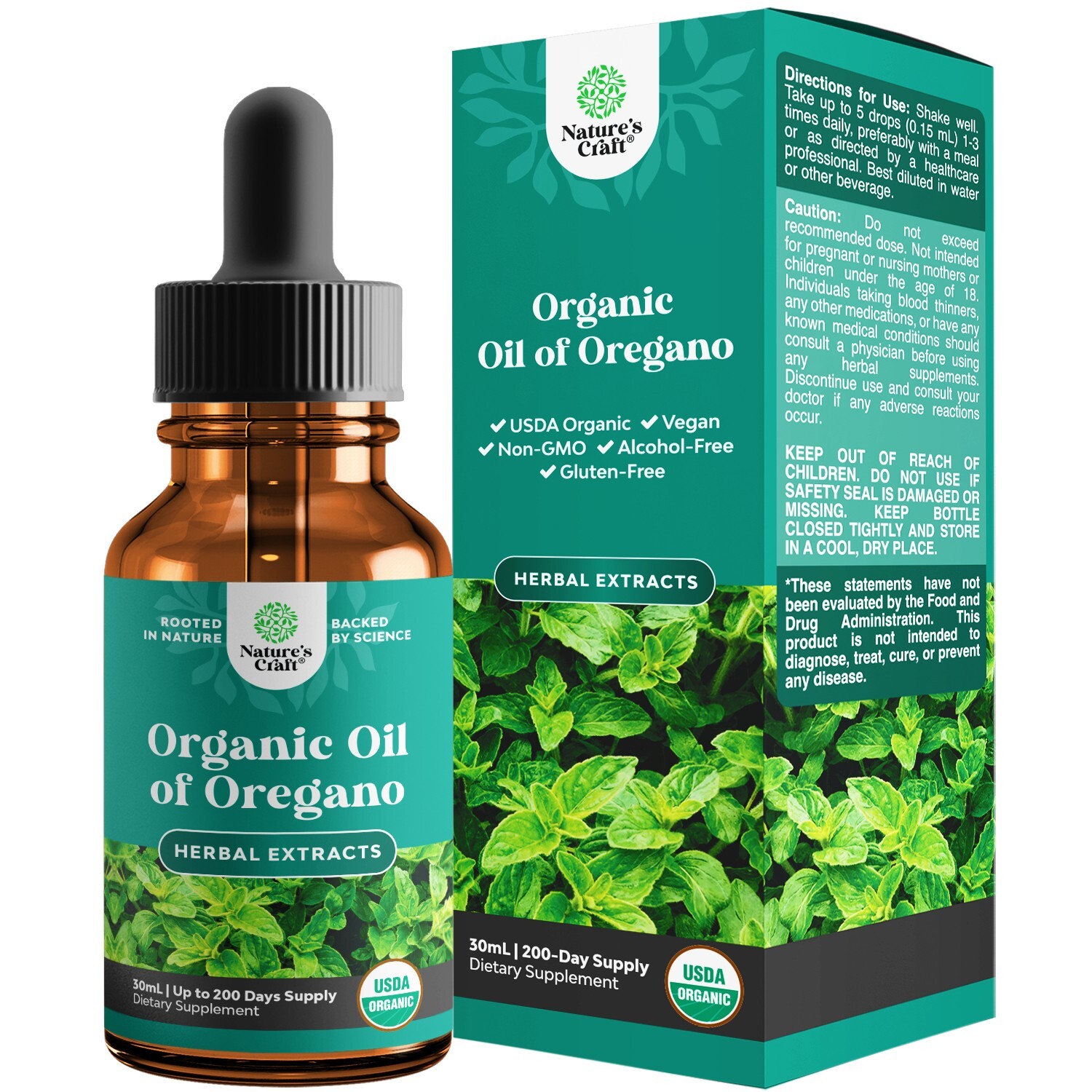 Oregano Oil Organic Liquid Drops for Adults and Kids – Super Concentrated USDA