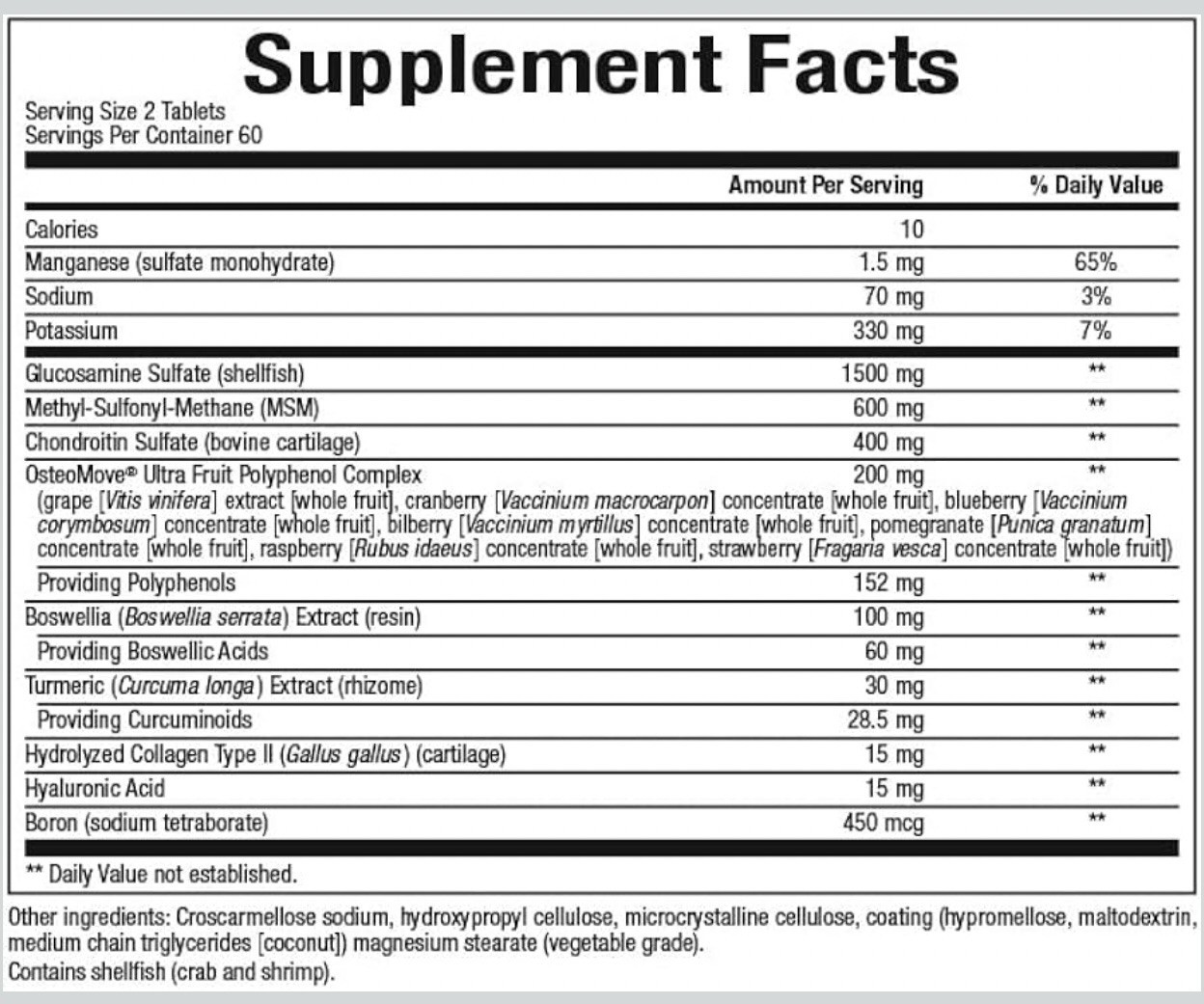 Natural Factors OsteoMove Extra Strength Joint Care 120 Tabs, BB: 05/2029 SEALED