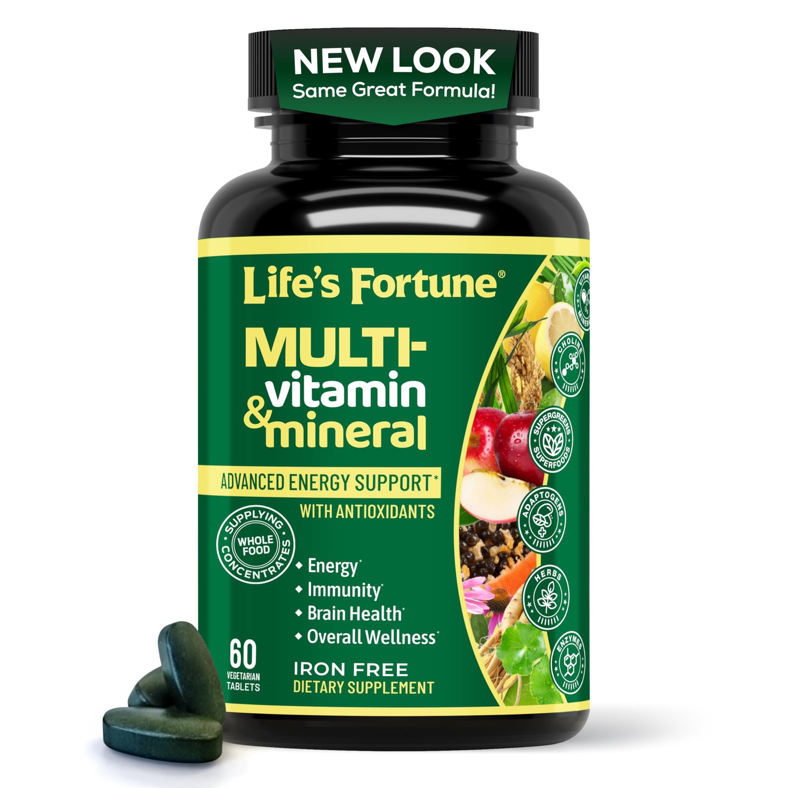 Life’s Fortune Whole Food Multivitamin & Mineral 60 Count (Pack of 1), Green