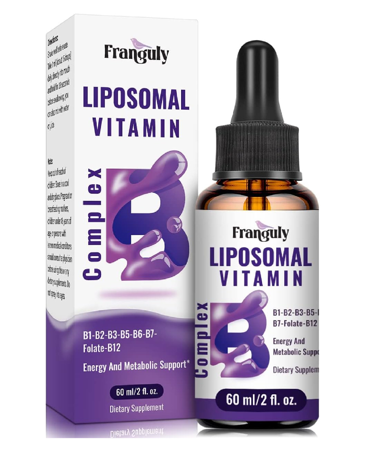 Liposomal Vitamin B Complex Liquid Sublingual B Complex Vitamins Supplement for