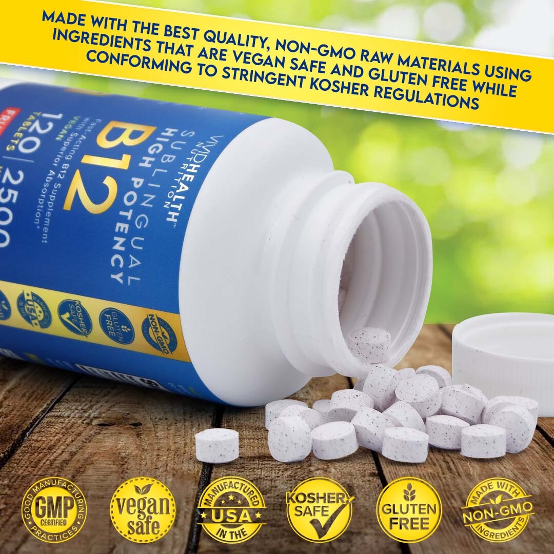 Sublingual B12 Energy Boosting Vegan B-12, 120 Fast Dissolve Fruit Punch Tablets