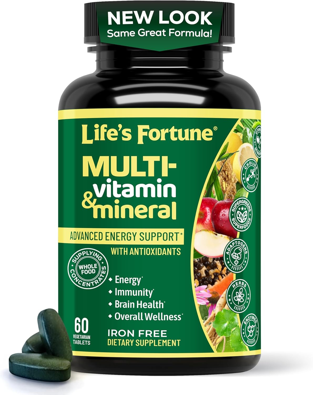 Life’s Fortune Multivitamin & Mineral 60 Tablets All Natural Energy Source