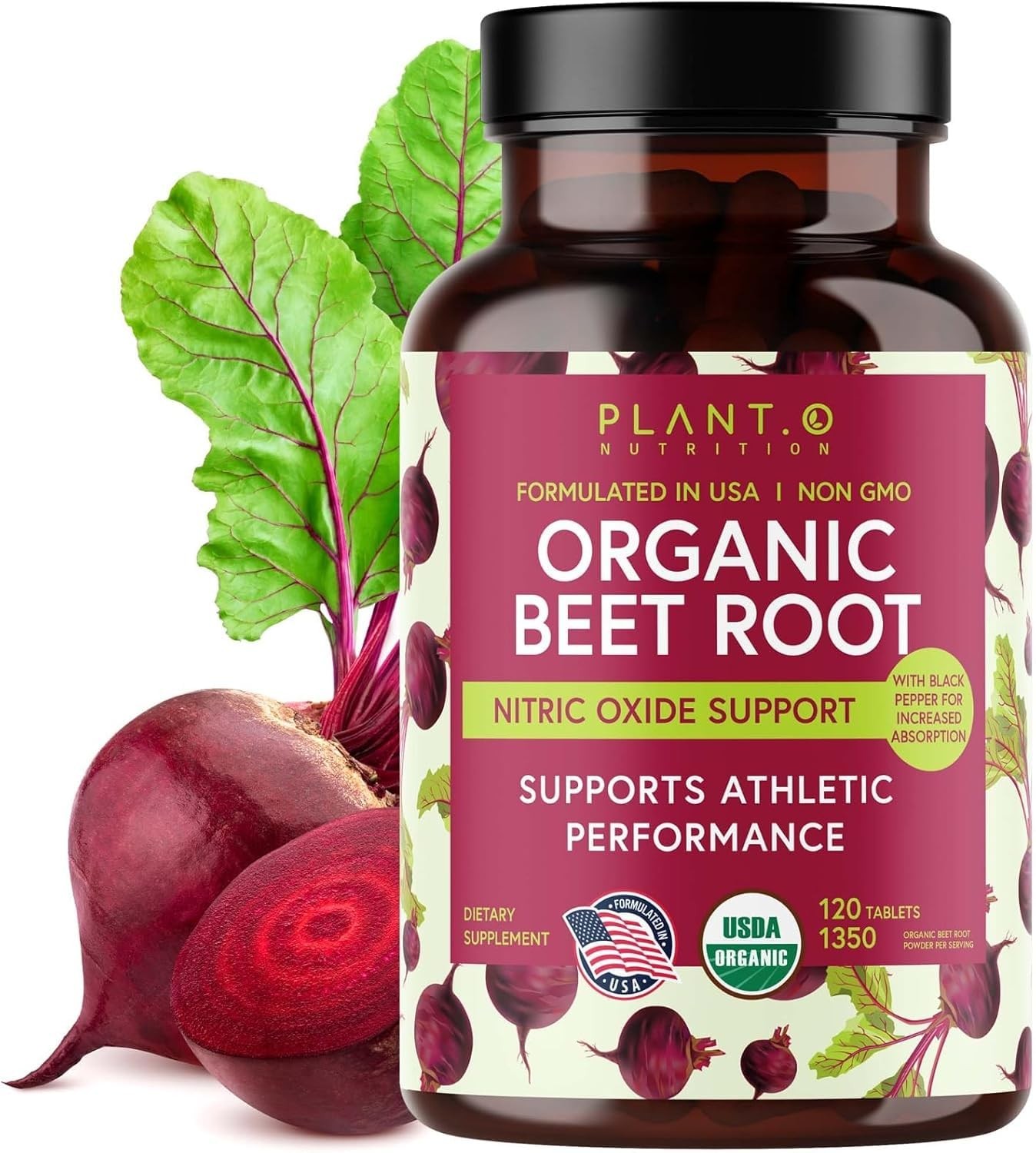 Organic Beet Root Capsules 1350mg – USDA Certified Beetroot Powder Supplement…