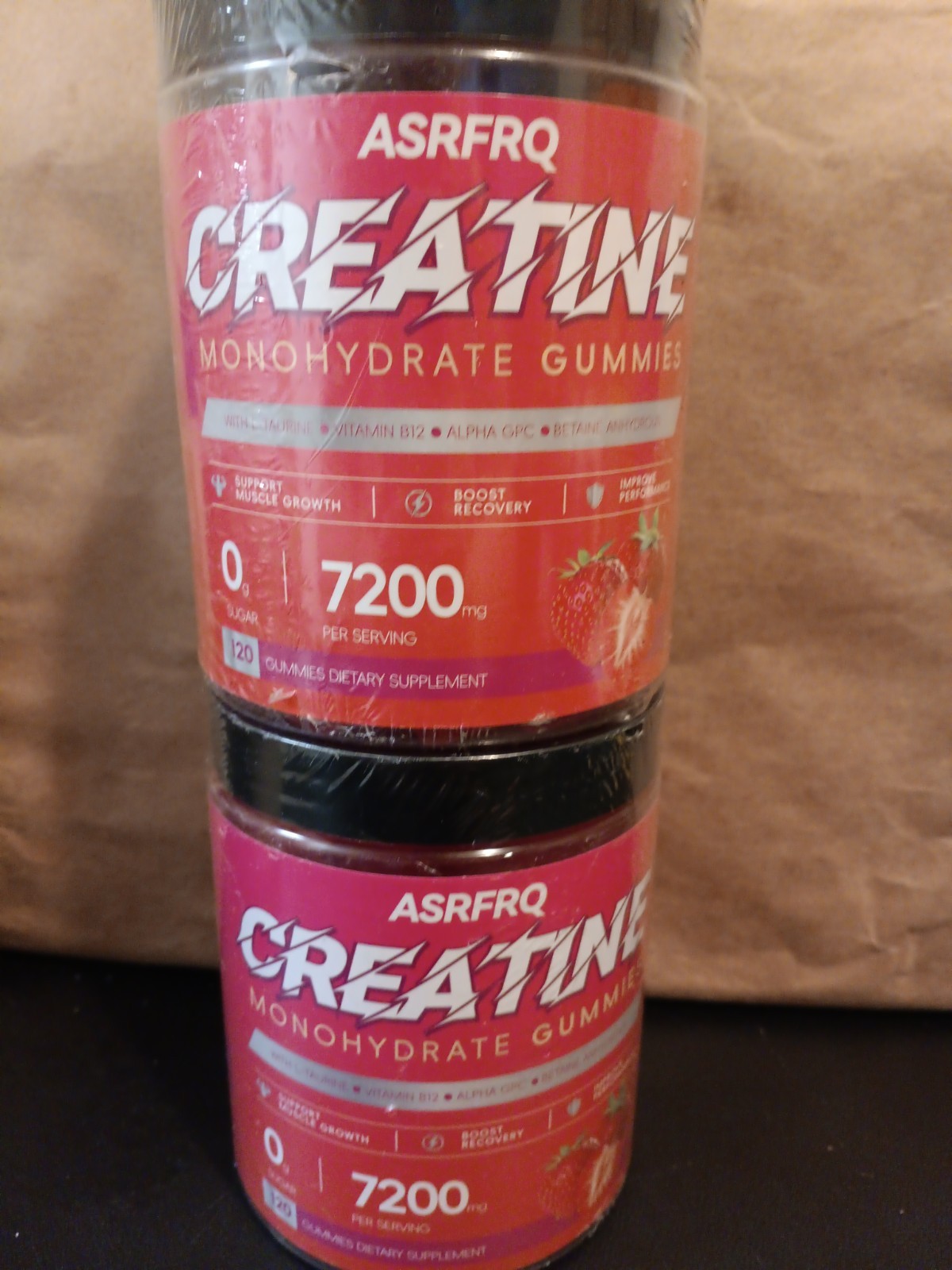 ASRFRQ brand Creatine Monohydrate Gummies, Strawberry 7200mg