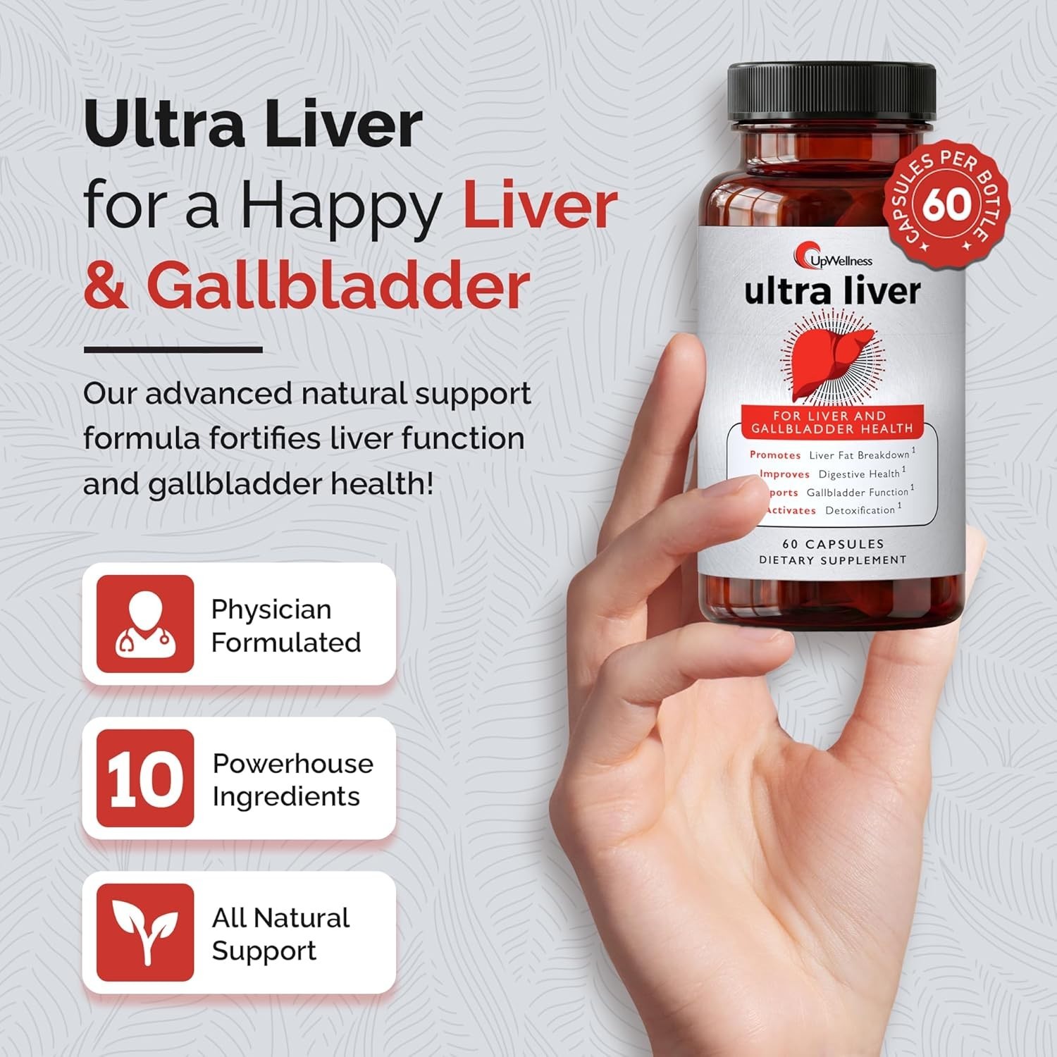 UpWellness Ultra Liver Supplement for Liver Health AND Gallbladder Support