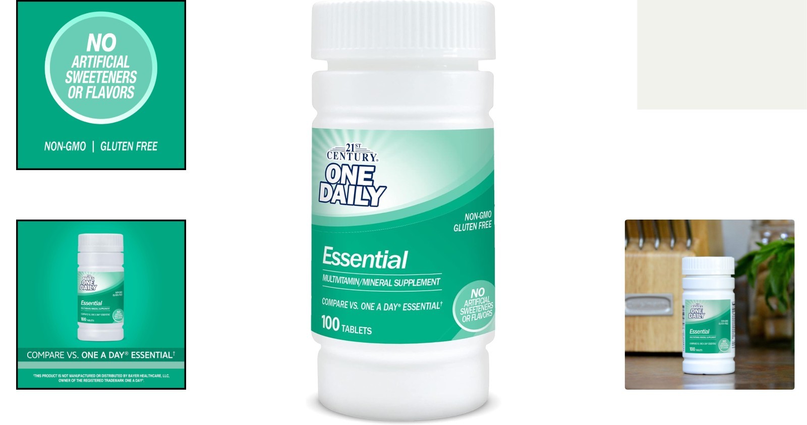 One Daily Essential Multivitamin, 100 Tablets – Pure & Natural Ingredients