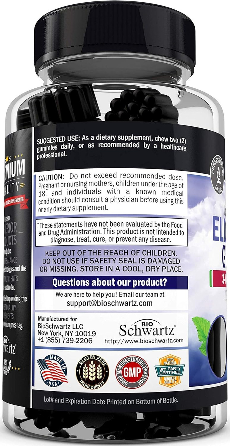 BioSchwartz Elderberry Gummies, with Zinc and Vitamin C for Immune Support, 60Ct
