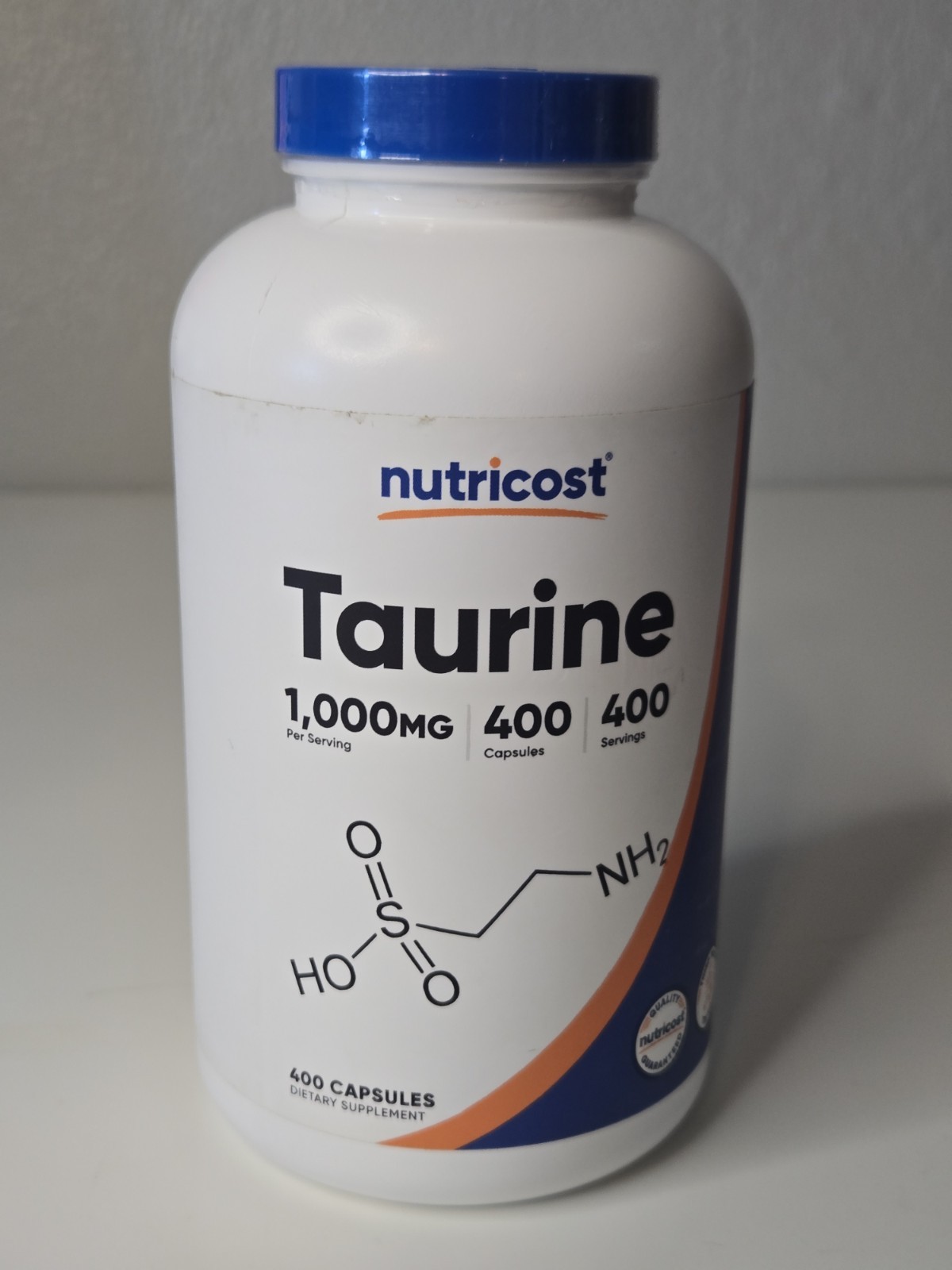 Nutricost Taurine 1000mg 400 Caps Immune Energy Support Gluten Free NonGMO 02/27